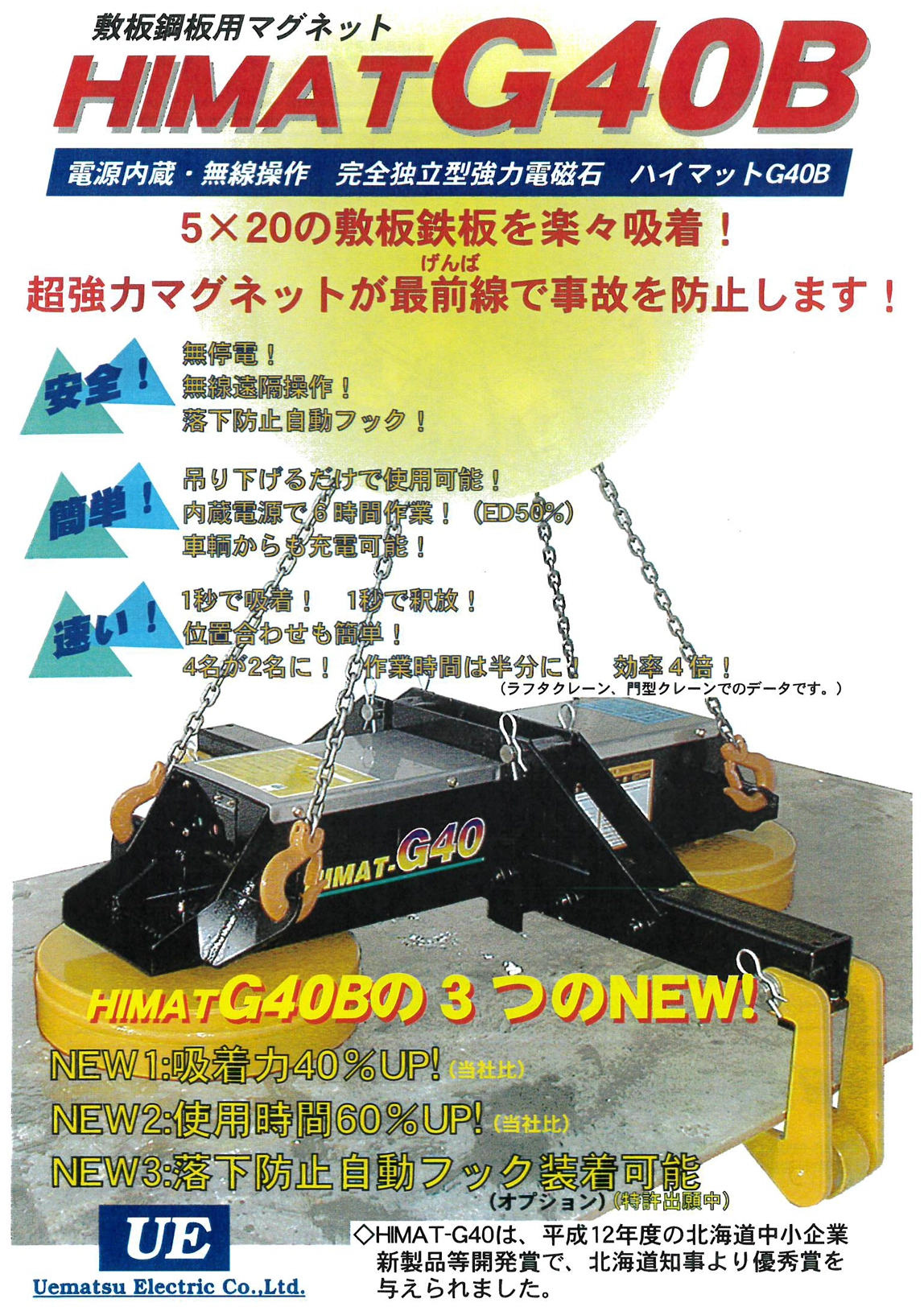 敷板鋼板用マグネット HIMAT G40B